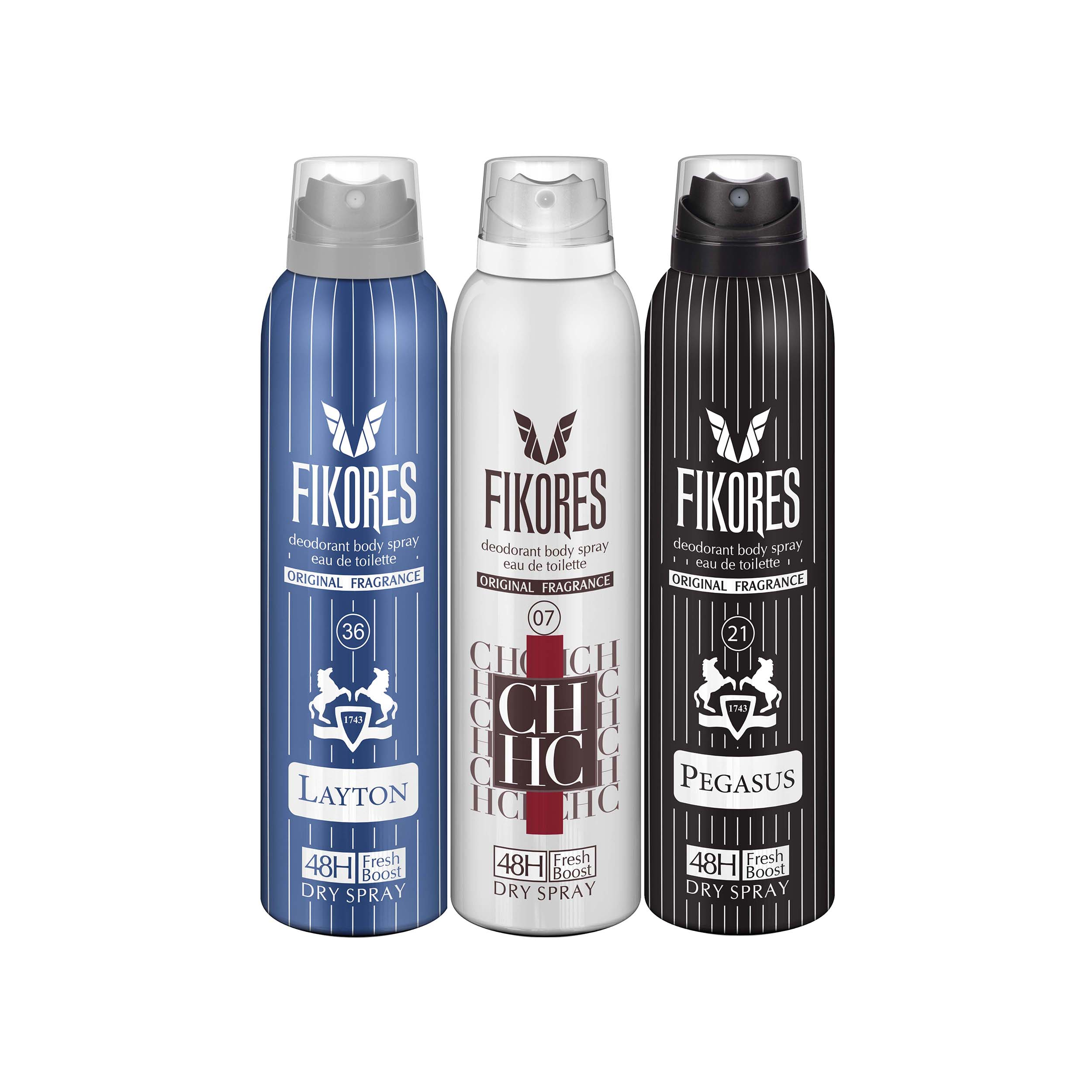 اسپری خوشبو کننده بدن مردانه فیکورس مدل 4089 حجم 200 میلی لیتر مجموعه 3 عددی 