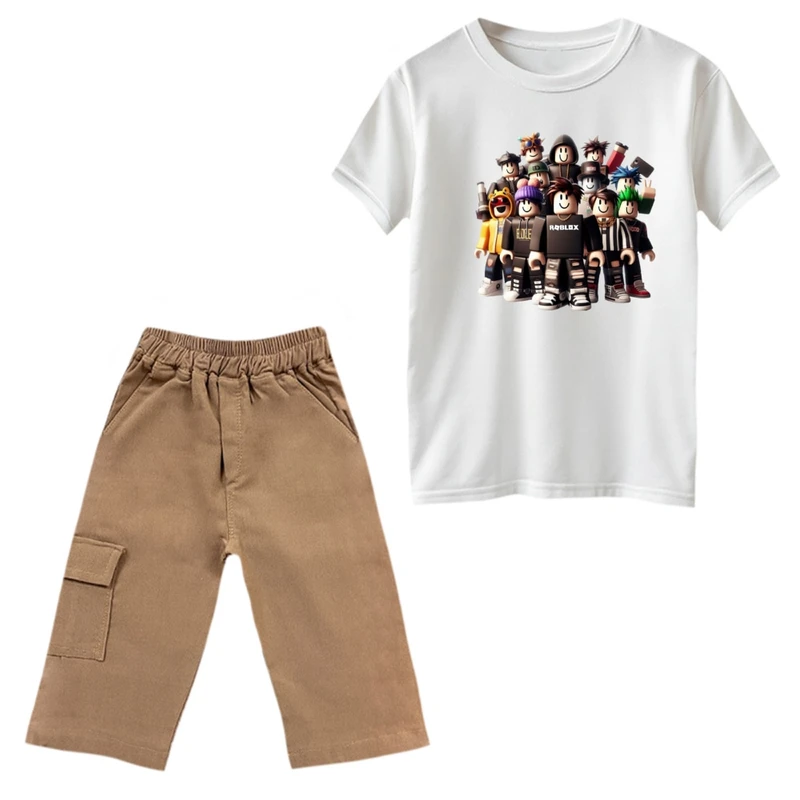 ست تی‌شرت و شلوارک پسرانه مدل روبلاکس کد 4