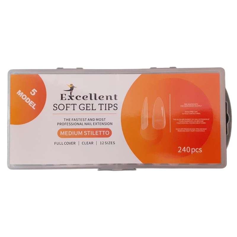 تیپ ژلیکس اکسلنت مدل MEDIUM STILETTO بسته 240 عددی تیپ ژلیکس اکسلنت مدل MEDIUM STILETTO بسته 240 عددی