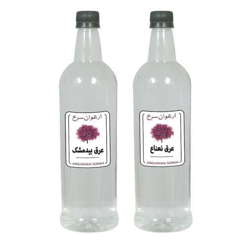 عرق نعناع و بیدمشک ارغوان سرخ - 1 لیتر بسته 2 عددی
