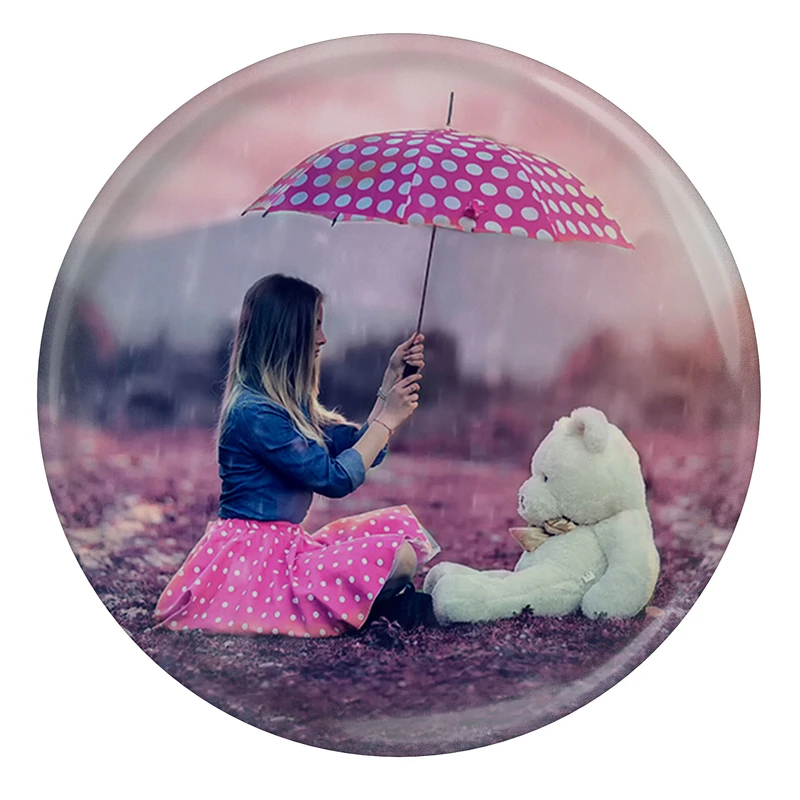 مگنت طرح دختر و خرس و چتر مدل S10390 