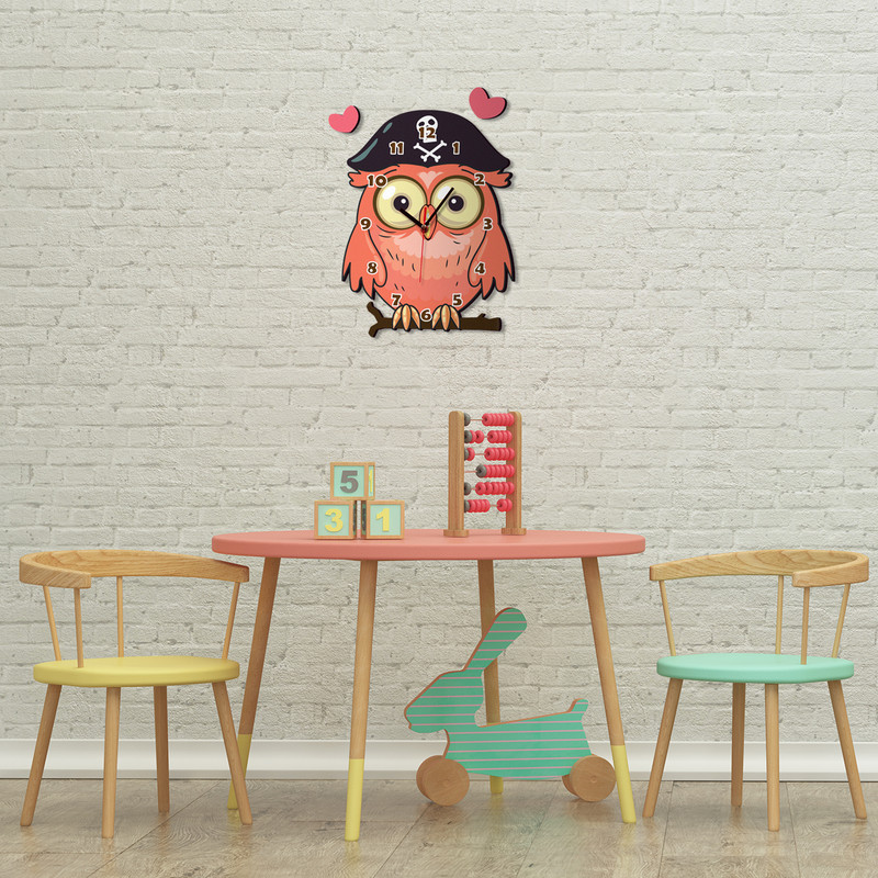 ساعت دیواری کودک باروچین طرح جغد کد 45