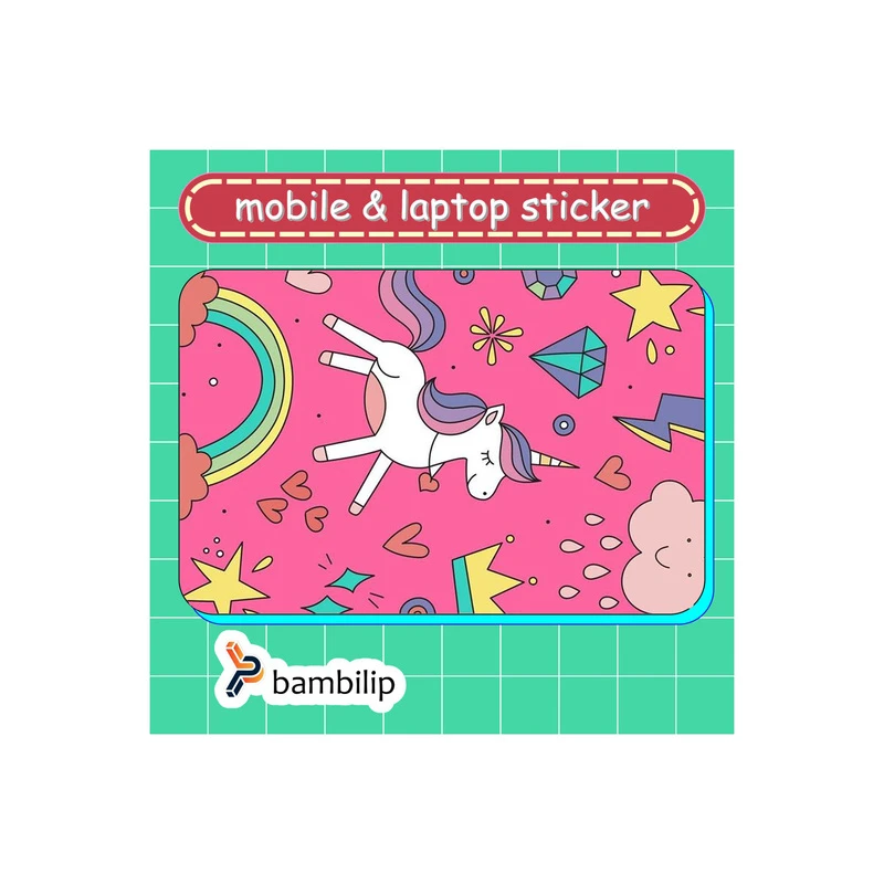 استیکر بامبیلیپ مدل کارت عابر طرح ابر و تک شاخ و ستاره کد 9747454