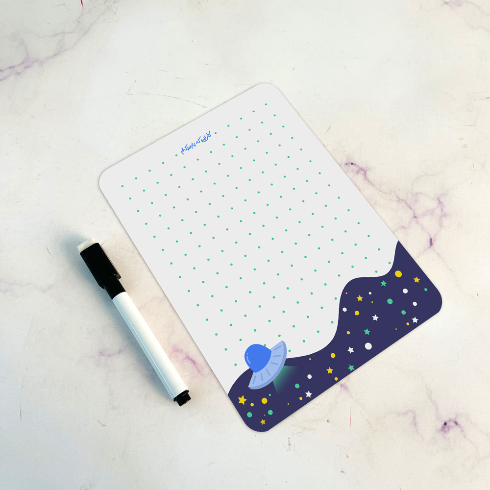 تخته وایت برد چاپ بهار مدل مغناطیسی طرح فضایی کد 13 به همراه ماژیک