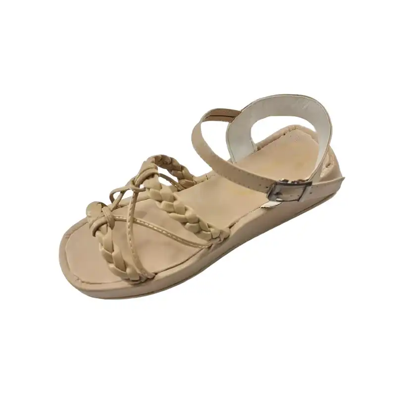 صندل زنانه مدل گیس بافت رنگ کرم