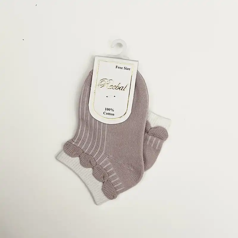 جوراب بچگانه مدل لبه چین چین بسته 2 عددی