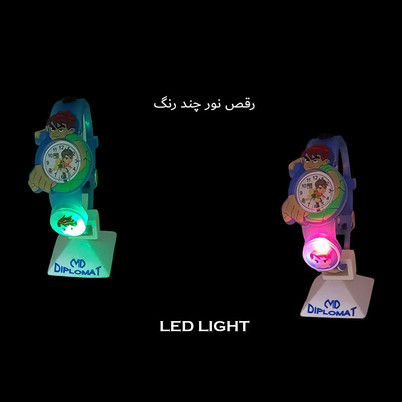ساعت  مچی عقربه‌ای کوارتز پسرانه مدل چراغدار بند ژله ای طرح بن‌تن کد BE-1