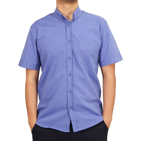 پیراهن آستین کوتاه مردانه مدل نخی کد 27574 رنگ آبی