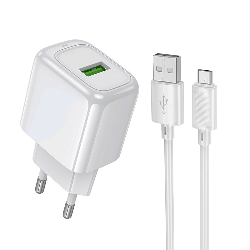 شارژر دیواری 18 وات هوکو مدل CS52A به همراه کابل MICROUSB