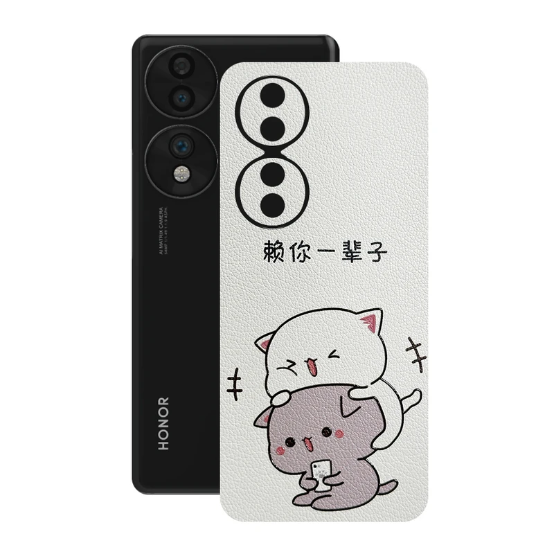 برچسب پوششی ریمکس مدل Leth طرح گربه موچی مناسب برای گوشی موبایل آنر 70