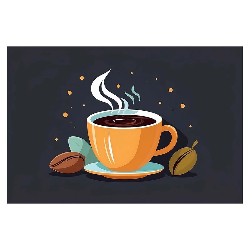 فرش پارچه‌ای مدل فرشینه طرح مینیمال فنجان قهوه کد AR3060337