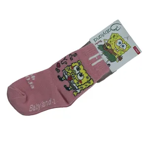 جوراب ساق بلند دخترانه طرح باب اسفنجی