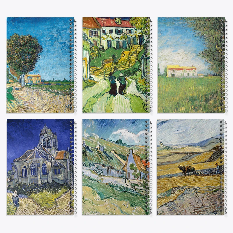 دفتر مشق 100 برگ خندالو طرح نقاشی ونسان ونگوگ کد 495 مجموعه 6 عددی
