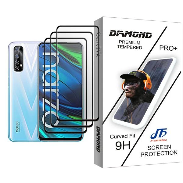 محافظ صفحه نمایش جی اف مدل Diamond Glass MIX003 مناسب برای گوشی موبایل ریلمی Narzo 20 Pro بسته سه عددی