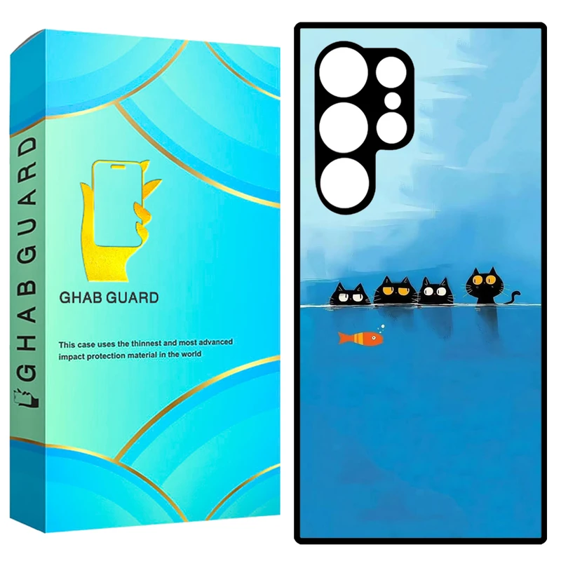 کاور قاب گارد طرح گربه و ماهی مدل GCHPS23U مناسب برای گوشی موبایل سامسونگ Galaxy S23 Ultra 5G  
