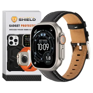 Ultimate Shield band model Leather SM BK suitable for Apple watch 44/45/46/49mm Series SE1/SE2/SE3/4/5/6/7/8/9/10/11/Ultra/Ultra2/Ultra3