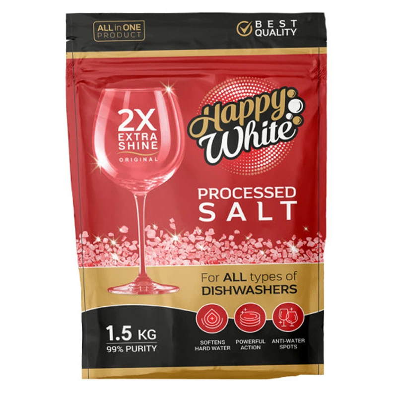 نمک ماشین ظرفشویی هپی وایت مدل Processed Salt وزن 1.5 کیلوگرم