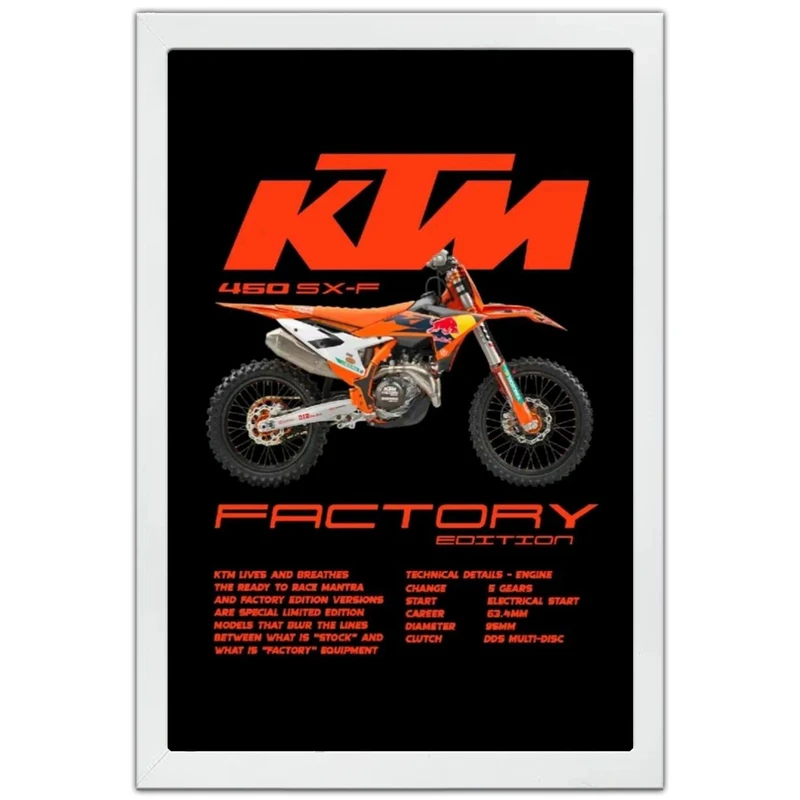 تابلو بکلیت طرح موتور کی تی ام KTM 450 SX-F مدل W-po1970 فریم سفید