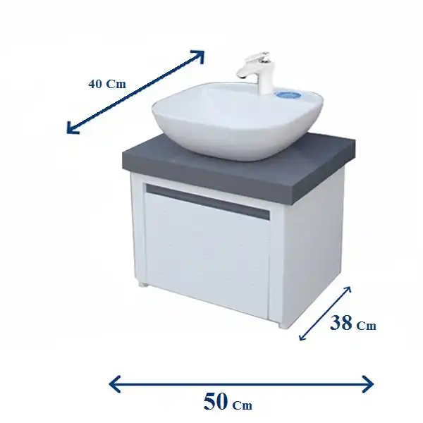 ست کابینت و روشویی آزالیا مدل Selena50+B به همراه آینه و باکس