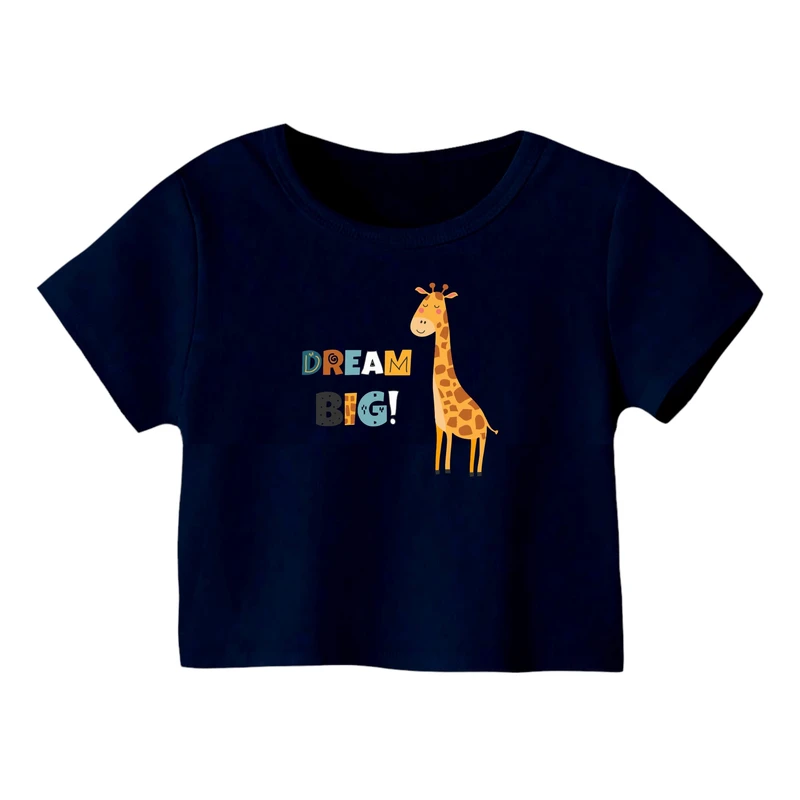 کراپ‌ تی‌شرت آستین کوتاه زنانه مدل زرافه کد 9