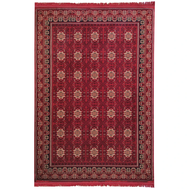 فرش ماشینی زمرد مشهد مدل کهنه نما زمینه لاکی