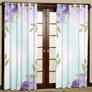 پرده مدل گل دار هازان پانچی کد 1827 سایز 140x200 سانتی متر