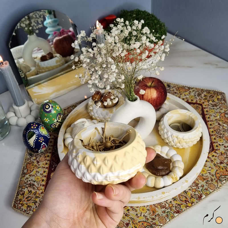 مجموعه ظروف هفت سین 8 پارچه طرح سنگ مدل هلنا