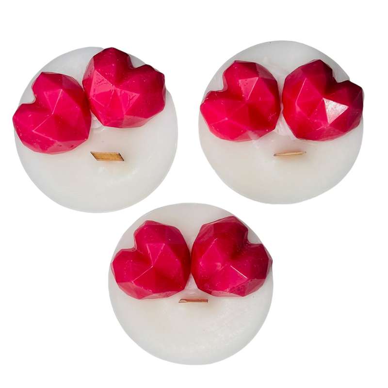 شمع معطر دل تافته مدل قلب Del_CA04 بسته 3 عددی