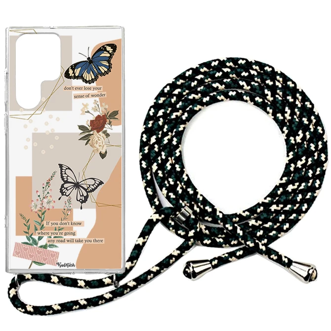 کاور طرح Butterfly مناسب برای گوشی موبایل سامسونگ  Galaxy S23 Ultra به همراه بند