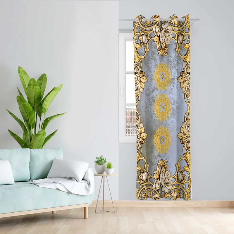 پرده طرح قاب مدل مخمل پانچی کد 4250 z سایز 140x200 سانتی متر