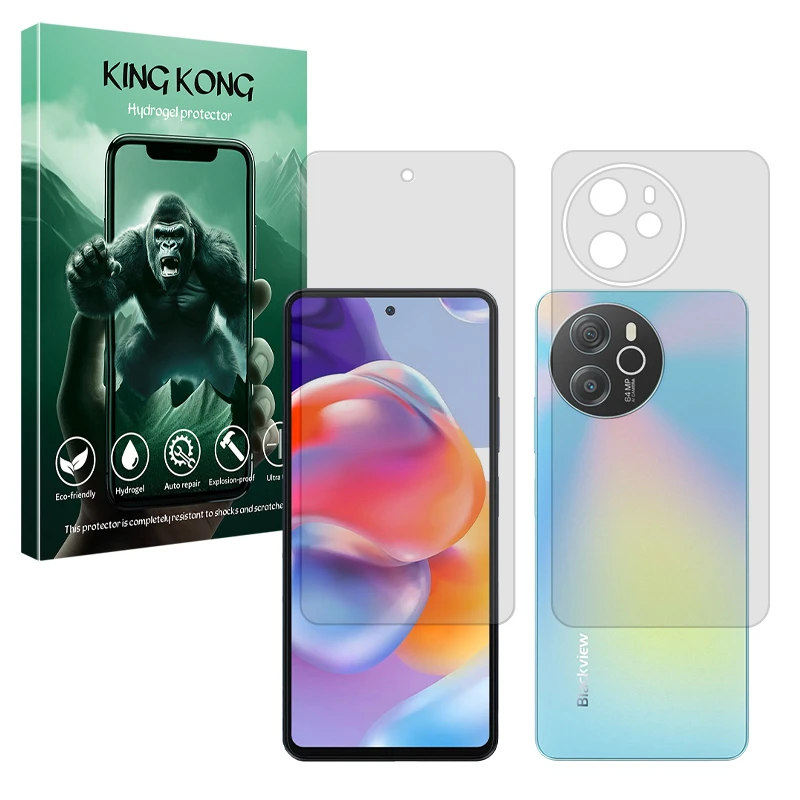 محافظ صفحه نمایش مات کینگ کونگ مدل Tough مناسب برای گوشی موبایل بلک ویو Shark 8 به همراه محافظ پشت گوشی