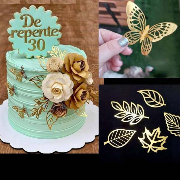 ماکت دکوری نگین مدل برگ درخت پاییزی مجموعه 5 عددی