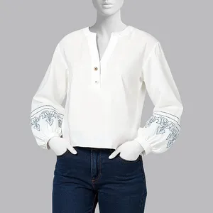 بلوز آستین بلند یقه هفت زنانه سرژه مدل 204654 رنگ سفید