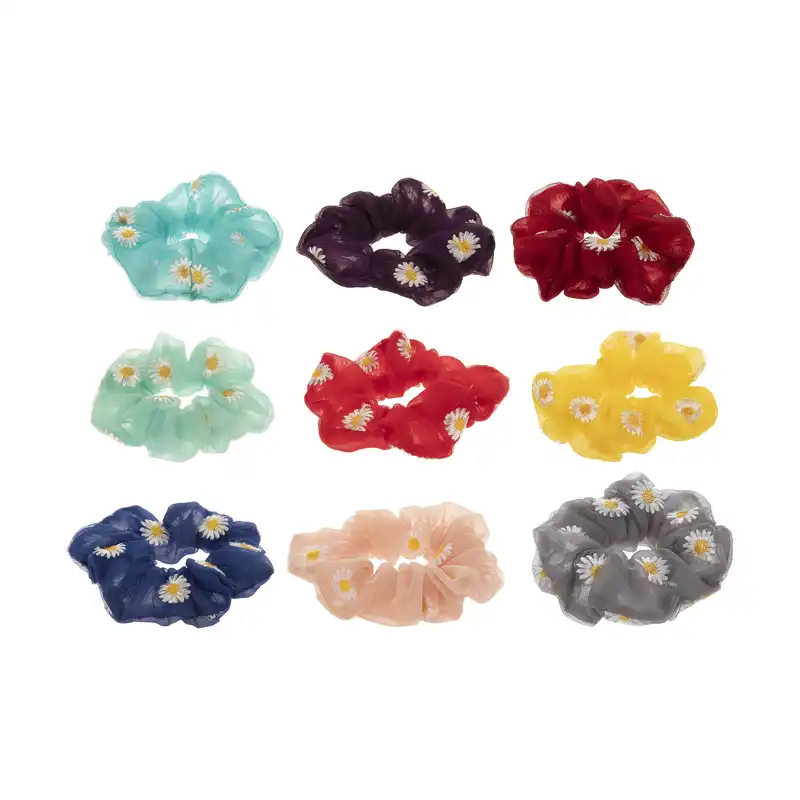 کش مو زنانه مدل اسکرانچی طرح بابونه