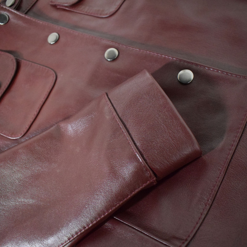 کت چرم زنانه چرمیران مدل FC1024 رنگ زرشکی