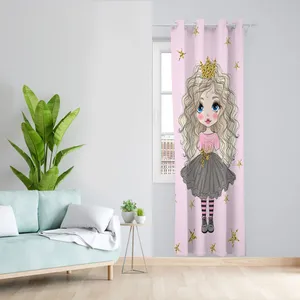 پرده مدل هازان پانچی طرح اتاق کودک دخترانه چاپی کد 1853 سایز 140x280 سانتی متر