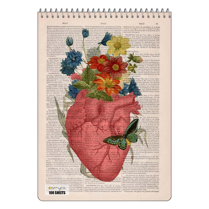 دفتر شطرنجی 100 برگ کارنیکا طرح روزنامه وینتج قلب Vintage Newspaper Heart کد 57558