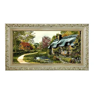 تابلو فرش ماشینی طرح دستبافت مدل خانه جنگلی کد 7602