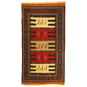    گلیم دستبافت دو متری مدل تمام بافت خراسان کد 4102270