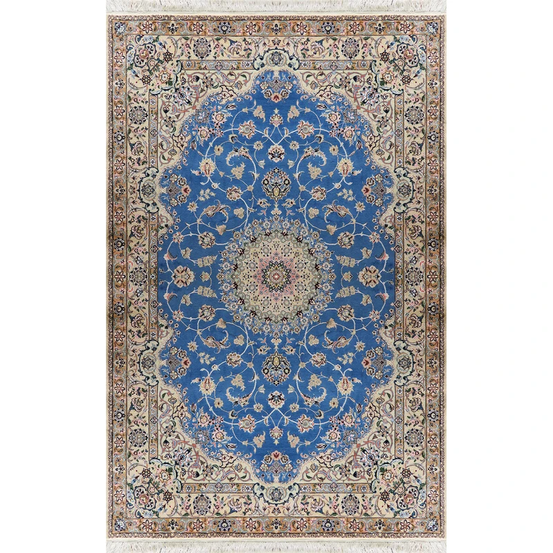 فرش دستبافت سه و نیم متری مدل درباری نائین 6لا کد 885