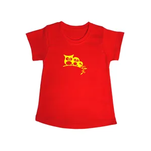 تی شرت آستین کوتاه دخترانه مدل جوجه جغد کد R.Ylo