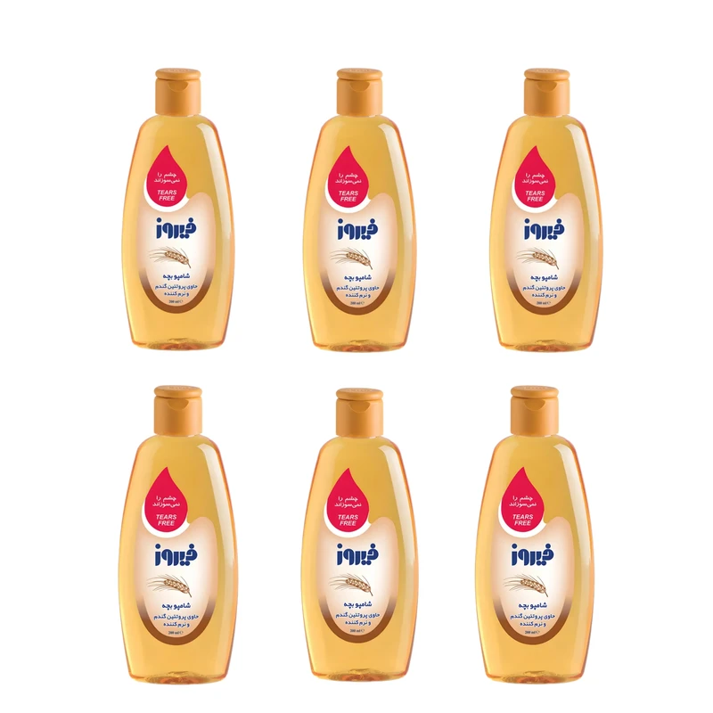 شامپو مو بچه فیروز مدل پروتئین گندم حجم 200 میلی لیتر مجموعه 6 عددی