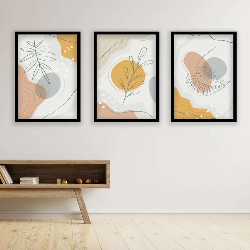 تابلو مدل مینیمال دکوراتیو کد LA-G30123 مجموعه 3 عددی
