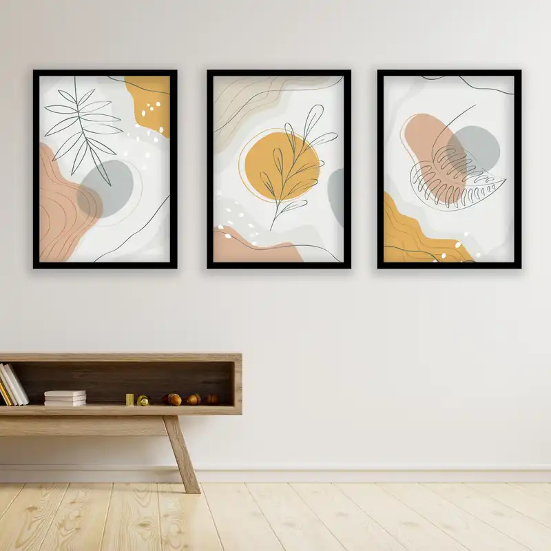 تابلو مدل مینیمال دکوراتیو کد LA-G30123 مجموعه 3 عددی