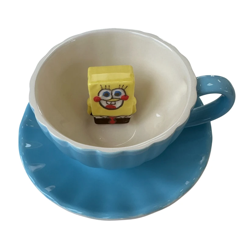 ست فنجان و نعلبکی سرامیکی مدل دالبری طرح باب اسفنجی