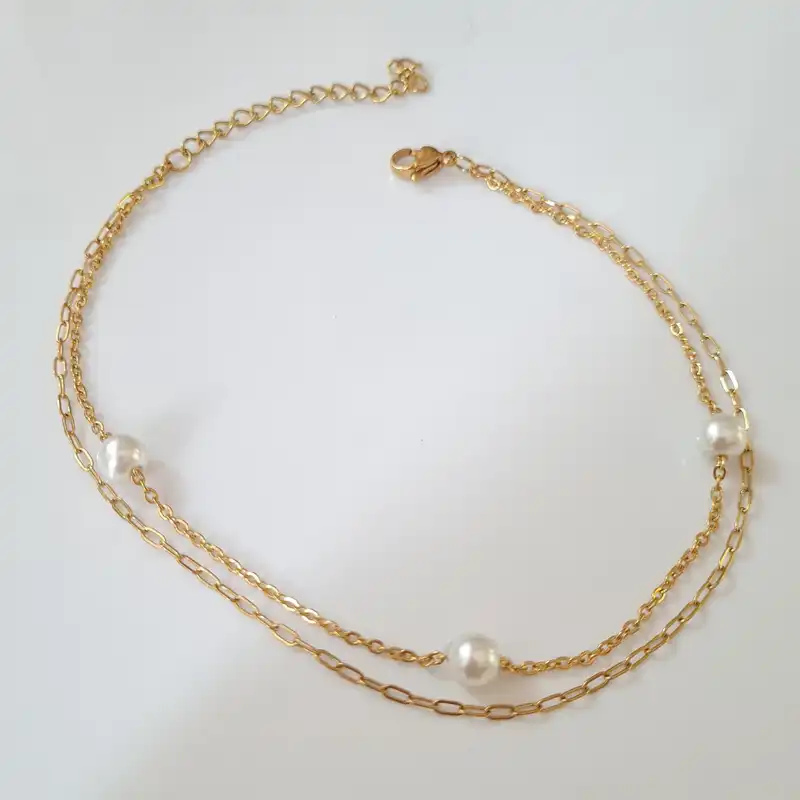 پابند زنانه مدل مروارید دو ردیفه