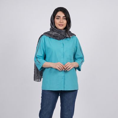 شومیز مانتویی زنانه قد زیر باسن ایکس ساید مدل S634458Z8 آستین سه ربع، یقه برگردان ، جنس نخ و الیاف مصنوعی، تنخور معمولی، ضخامت متوسط، مناسب استفاده روزمره
