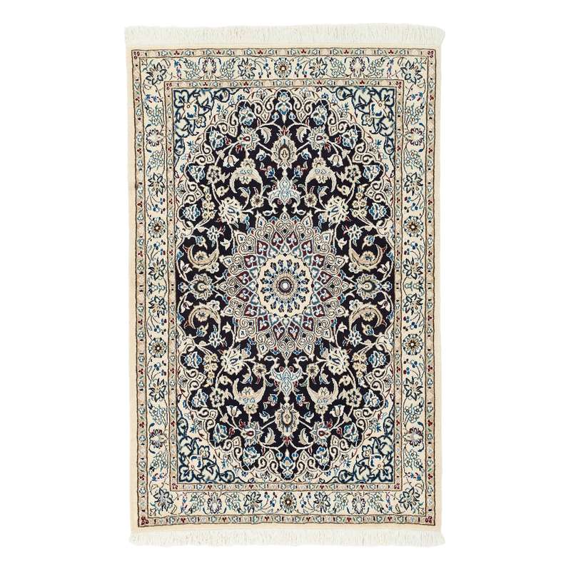 فرش دستبافت یک و نیم متری مدل گل ابریشم نائین کد n541165n 