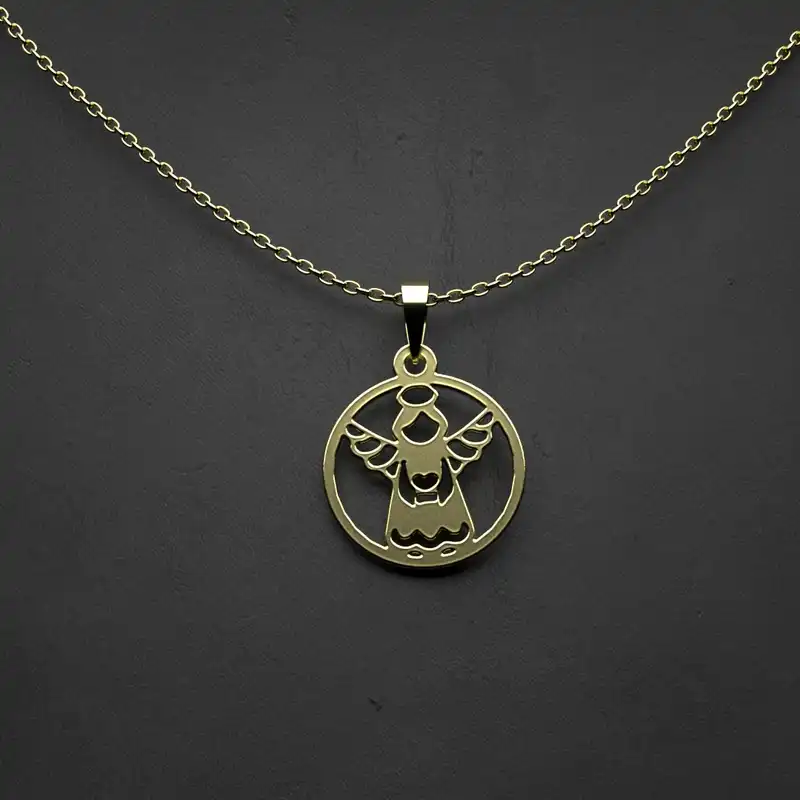 گردنبند طلا 18 عیار زنانه مدوپد مدل  طرح فرشته کد V1061