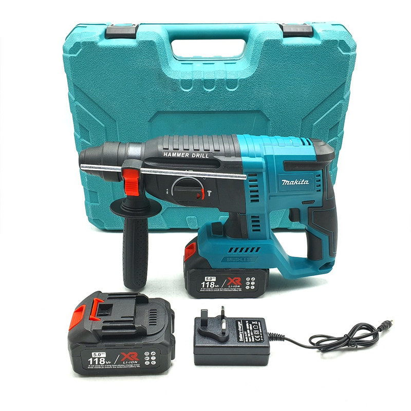 دریل بتن کن شارژی ماکیتا مدل براشلس کد 118V مجموعه 4 عددی